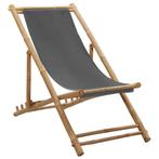 vidaXL Ligstoel bamboe en canvas donkergrijs, Tuin en Terras, Tuinstoelen, Verzenden, Nieuw