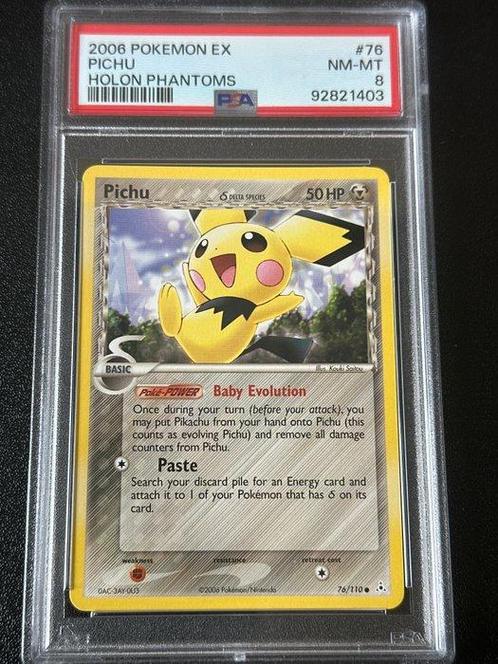 Pokémon - 1 Graded card - Pichu ex holon phantoms - PSA 8, Hobby en Vrije tijd, Verzamelkaartspellen | Pokémon