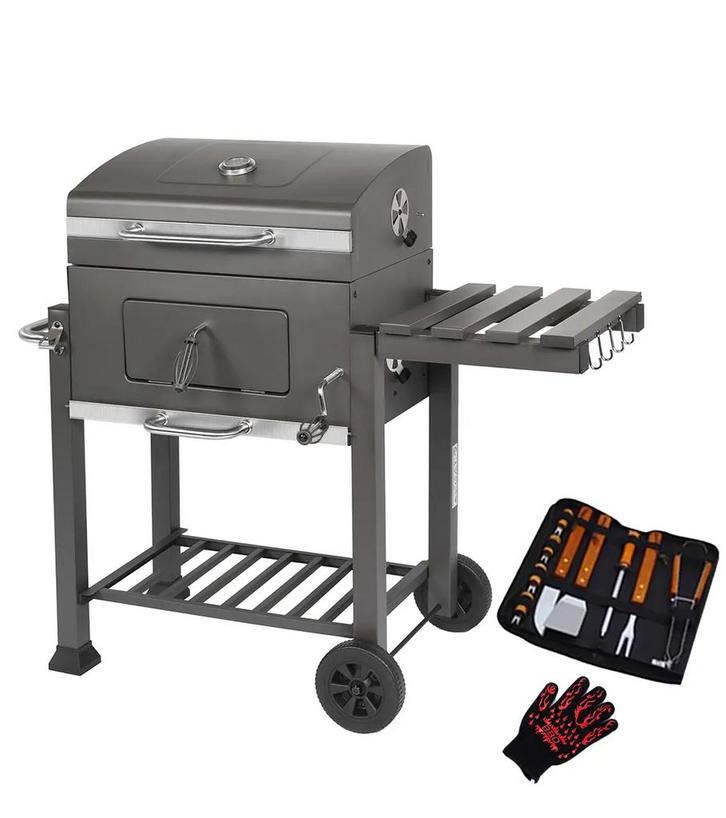 MaxxGarden Smoker - Houtskoolbarbecue - 118cm - Zwart (Tuin), Tuin en Terras, Houtskoolbarbecues, Nieuw, Ophalen of Verzenden