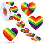 500 stickers labels rol hartvormig regenboog rainbow, Nieuw
