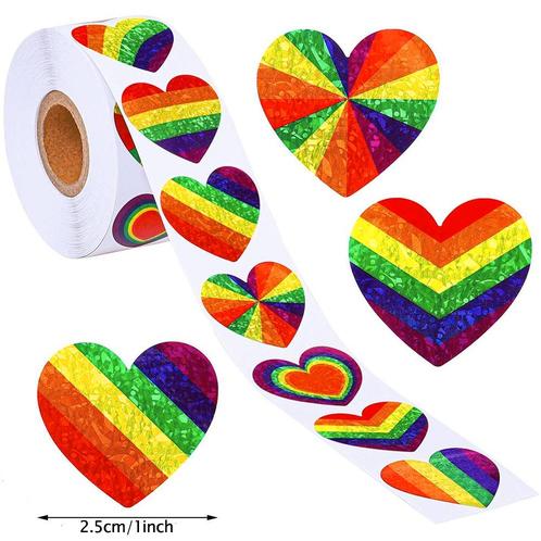 500 stickers labels rol hartvormig regenboog rainbow, Huis en Inrichting, Woonaccessoires | Kunstplanten en Kunstbloemen, Nieuw