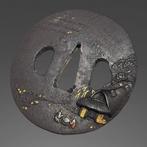 Katana - Wakizashi long à koshirae rouge profond, tsuba