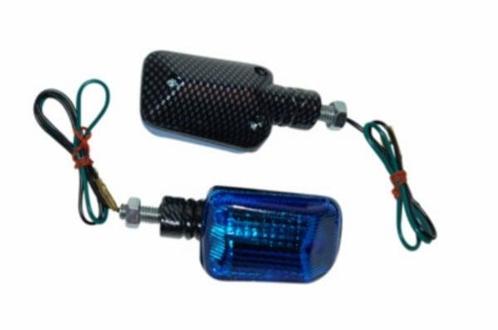 Knipperlicht set mini univ 6mm blauw/carbon DMP=op=op, Vélos & Vélomoteurs, Pièces de cyclomoteur | Scooters, Enlèvement ou Envoi