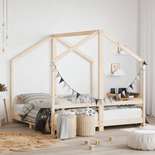 vidaXL Kinderbedframe 2x(80x160) cm massief grenenhout, Kinderen en Baby's, Kinderkamer | Bedden, Nieuw, Verzenden