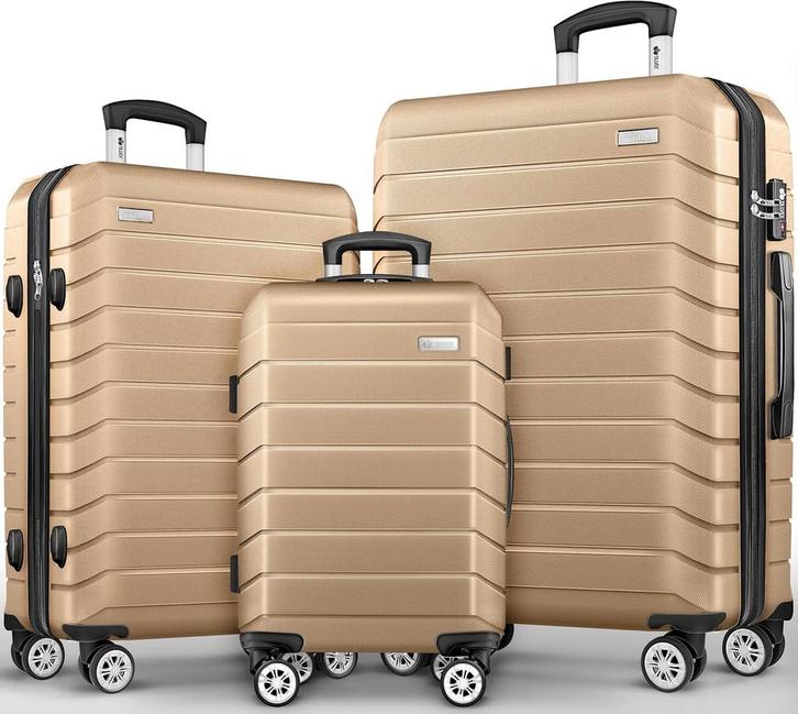 Kofferset - 3 delig - Trolley - Reiskoffer set - Champagne -, Bijoux, Sacs & Beauté, Valises, Envoi