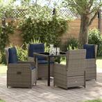vidaXL Tuin Eettafel Set 5 pcs Grijs Poly rattan, Tuin en Terras, Verzenden, Nieuw