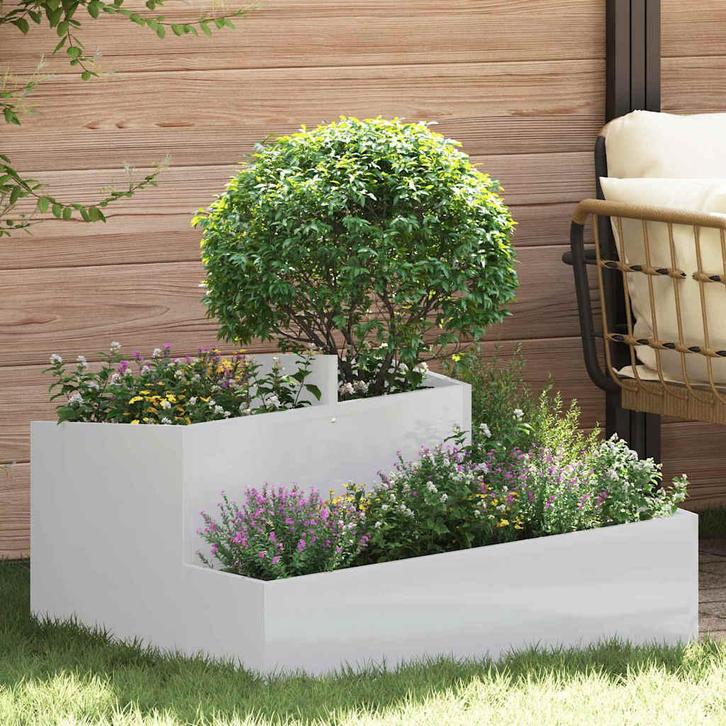 vidaXL Tuin Plantpot Zilver 80 x 80 x 50 cm Gegalvaniseerd, Tuin en Terras, Bloempotten, Nieuw, Verzenden