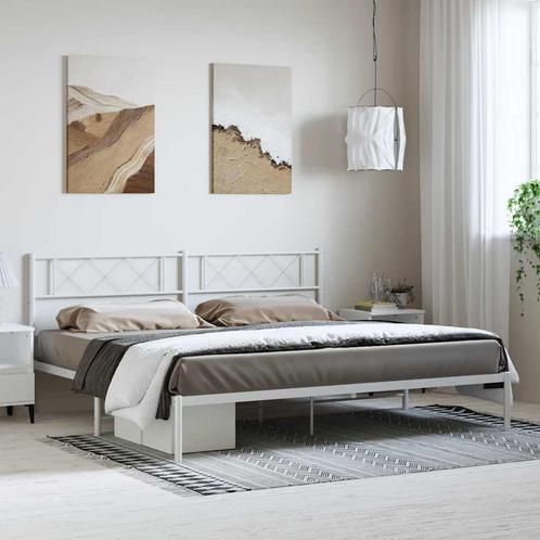 vidaXL Bedframe met hoofdbord metaal wit 183x213 cm, Huis en Inrichting, Slaapkamer | Bedden, Nieuw, Verzenden