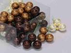 Kerstballen 3 cm. op draad opal natural combi doos 72