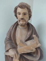 Snijwerk, Holzfigur - Hl. Josef mit Hobel und Säge - 56 cm -