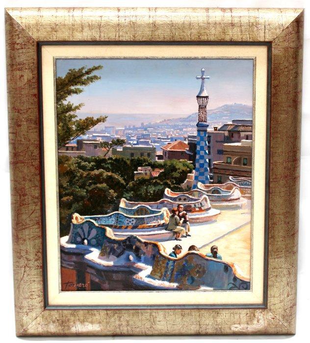 Francesc Torneró Gómez (1936) - Parque Guell (Barcelona), Antiek en Kunst, Kunst | Schilderijen | Klassiek