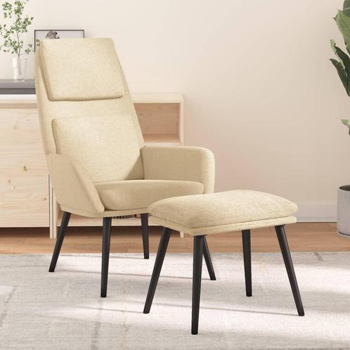 vidaXL Relaxstoel met voetenbank stof crèmekleurig, Huis en Inrichting, Fauteuils, Nieuw, Verzenden