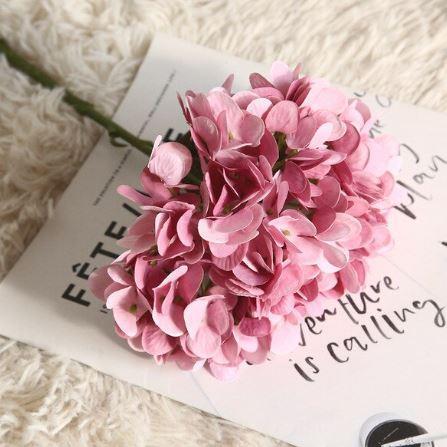 Hortensia 35cm. single hydrangea  oudroze, per stuk oud roze, Huis en Inrichting, Woonaccessoires | Kunstplanten en Kunstbloemen