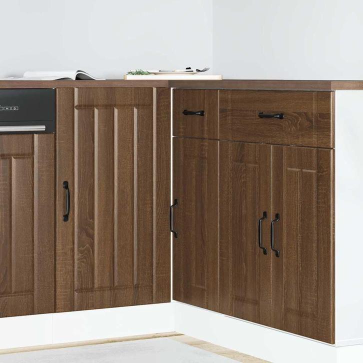 vidaXL Keuken onderkast Lucca bewerkt hout bruin eikenkleur, Huis en Inrichting, Kasten | Overige, Nieuw, Verzenden