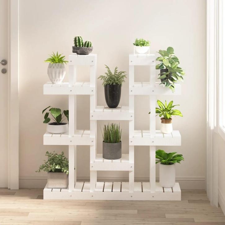 vidaXL Plantenstandaard wit 104,5x25x109,5 cm massief, Tuin en Terras, Bloembakken en Plantenbakken, Nieuw, Verzenden