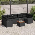 vidaXL Tuinbank Set 8 pcs Zwart Poly rattan, Tuin en Terras, Tuinsets en Loungesets, Verzenden, Nieuw