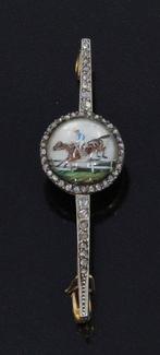 Broche - 18 karaat Geel goud, Platina Diamant (Natuurlijk) -