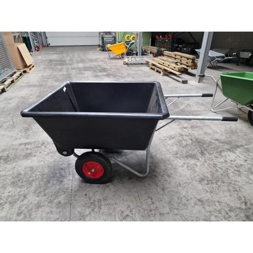 Kruiwagen kunststof bak 430liter vuur verzinkt onderstel, Tuin en Terras, Kruiwagens