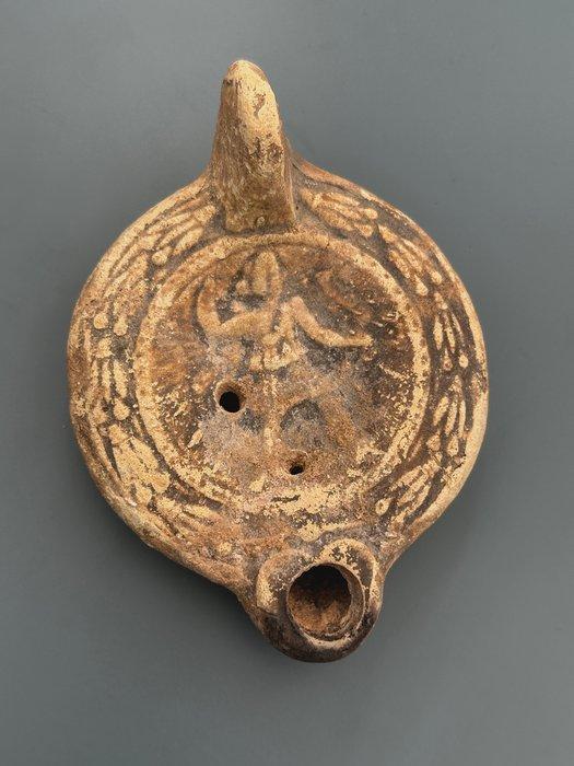 Oud-Romeins Terracotta Olielamp - 11.5 cm - Carthaginische, Antiek en Kunst, Antiek | Overige Antiek