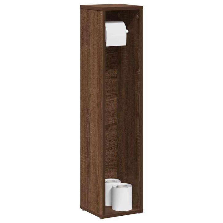 vidaXL Badkamerkast met rolhouder Bruin Eiken 20,5x20x90 cm, Huis en Inrichting, Badkamer | Badkamermeubels, Nieuw, Verzenden