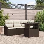 vidaXL Tuinbank Set met kussen 5 pcs Bruin Poly rattan, Tuin en Terras, Verzenden, Nieuw