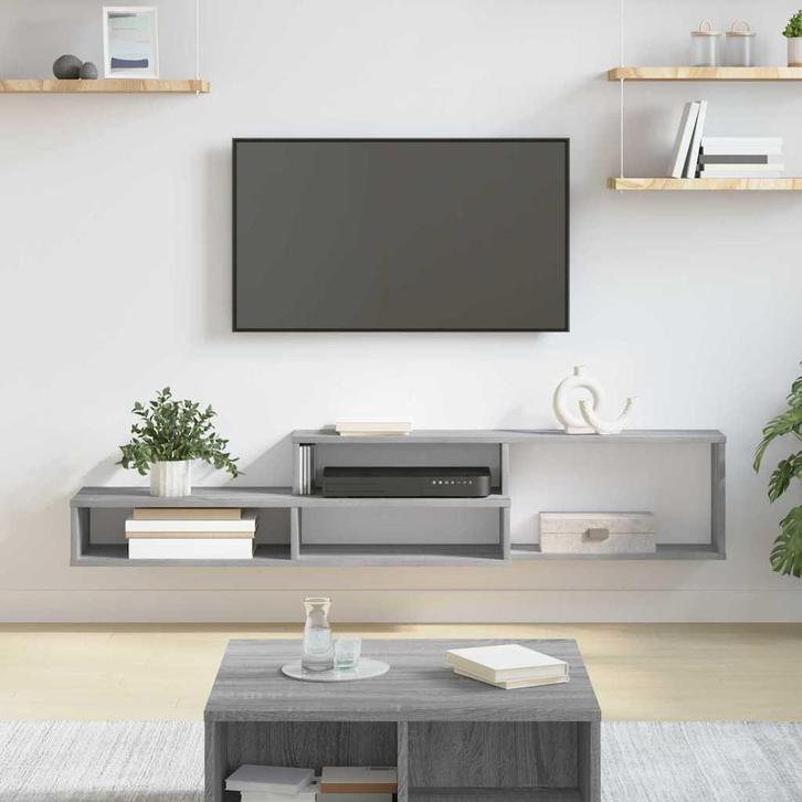 vidaXL Wand TV Stand 150 x 25 x 28,5 cm Bewerkt hout, Huis en Inrichting, Kasten |Televisiemeubels, Nieuw, Verzenden