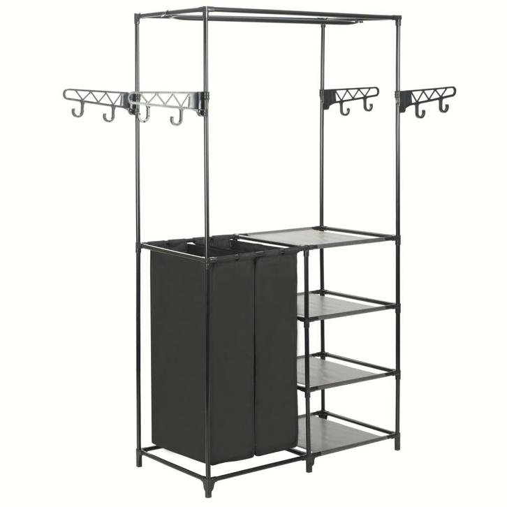 vidaXL Kledingrek 87x44x158 cm staal en ongeweven stof zwart, Huis en Inrichting, Kasten | Kleerkasten, Nieuw, Verzenden