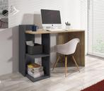 Bureau Pierre - Eiken - Antraciet - 120 cm, Huis en Inrichting, Nieuw, Verzenden