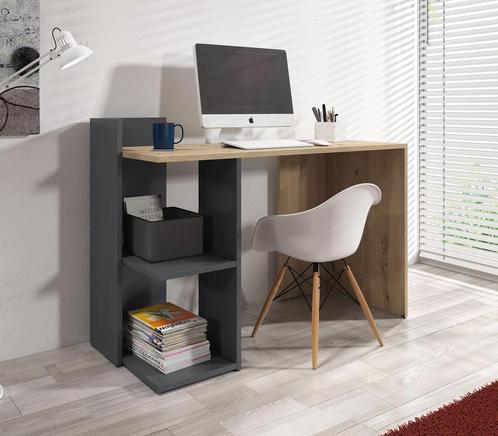 Bureau Pierre - Eiken - Antraciet - 120 cm, Maison & Meubles, Bureaux, Envoi