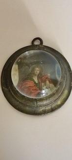Medaillon met convex glas, afbeelding van Sint-Jan, Antiek en Kunst