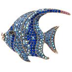 Fako Bijoux® - Broche - Maanvis - 57x46mm - Blauw, Bijoux, Sacs & Beauté, Verzenden