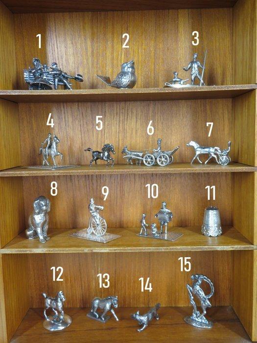 Kavel miniaturen: 10 x zilver, 5 x verzilverd - Miniatuur, Antiek en Kunst, Antiek | Zilver en Goud
