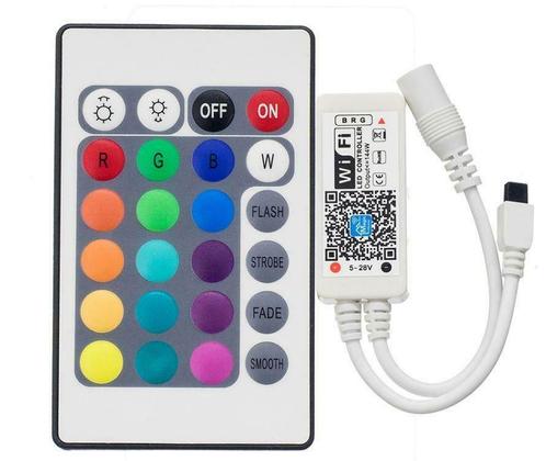 Mini WiFi en IR 24Knops Afstandsbediening voor RGB LED strip, Huis en Inrichting, Lampen | Overige, Ophalen of Verzenden