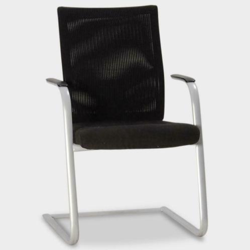 Dauphin vergaderstoel, zwart, sledeframe, vast onderstel, Huis en Inrichting, Stoelen, Gebruikt, Ophalen of Verzenden