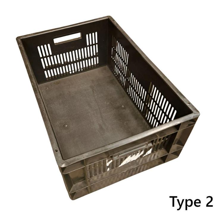 Kunststof krat 600x400x240mm zwart geperforeerd gebruikt, Bricolage & Construction, Casiers & Boîtes, Enlèvement ou Envoi