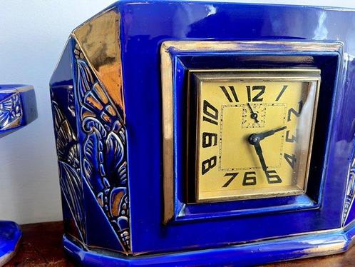 Klok en garnituur set (3) - Art Deco Aardewerk - 1920-1930, Antiek en Kunst, Antiek | Klokken