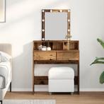 vidaXL Kaptafel met Spiegel & LED Verlichting Oud Hout, Verzenden, Nieuw