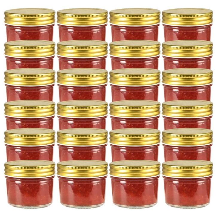 vidaXL Jampotten met goudkleurige deksels 24 st 110 ml glas, Huis en Inrichting, Keuken | Potten en Pannen, Nieuw, Verzenden
