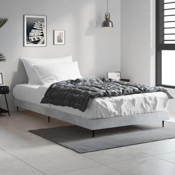 vidaXL Bedframe bewerkt hout betongrijs 90x200 cm, Huis en Inrichting, Verzenden, Nieuw