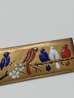 Email cloisonné op koper - Broche - zangvogels op een tak, Antiek en Kunst