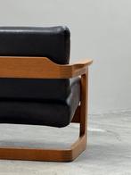im Stil von Lou Hedges - Fauteuil - Leder, Staal, Teak -