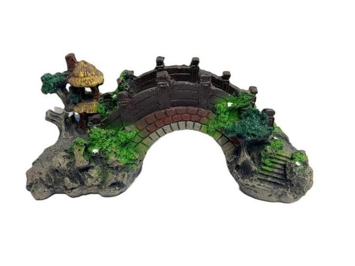 Brug met hut 10.5 cm / Aquarium decoratie  As-174, Dieren en Toebehoren, Vissen | Aquaria en Toebehoren, Nieuw, Verzenden