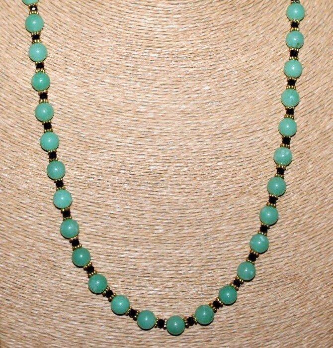 Prachtige handgemaakte halsketting met kralen van aventurijn, Verzamelen, Mineralen en Fossielen