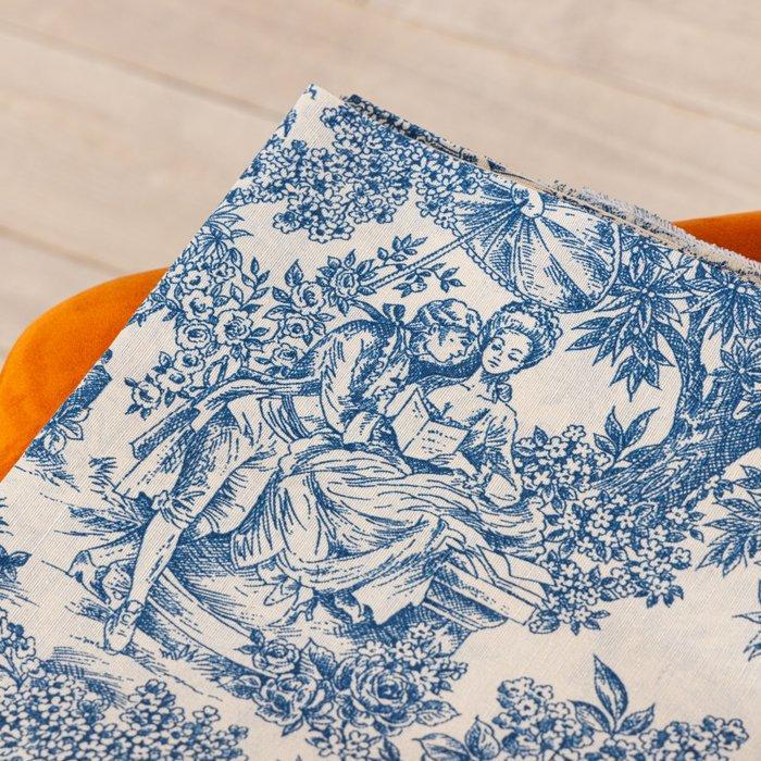 BA065 - Toile de Jouy-stof blauw – 2.8 x 2.5 m - Meubelstof, Antiquités & Art, Tapis & Textile
