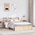vidaXL Bedframe met hoofdbord massief grenenhout 150x200 cm, Verzenden, Nieuw
