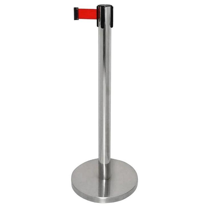Afzetpaal | RVS (Geborsteld) | Incl. Rood Afzetlint (3m) |, Zakelijke goederen, Horeca | Keukenapparatuur, Nieuw in verpakking