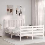 vidaXL Cadre de lit avec tête de lit blanc double bois, Neuf, Verzenden
