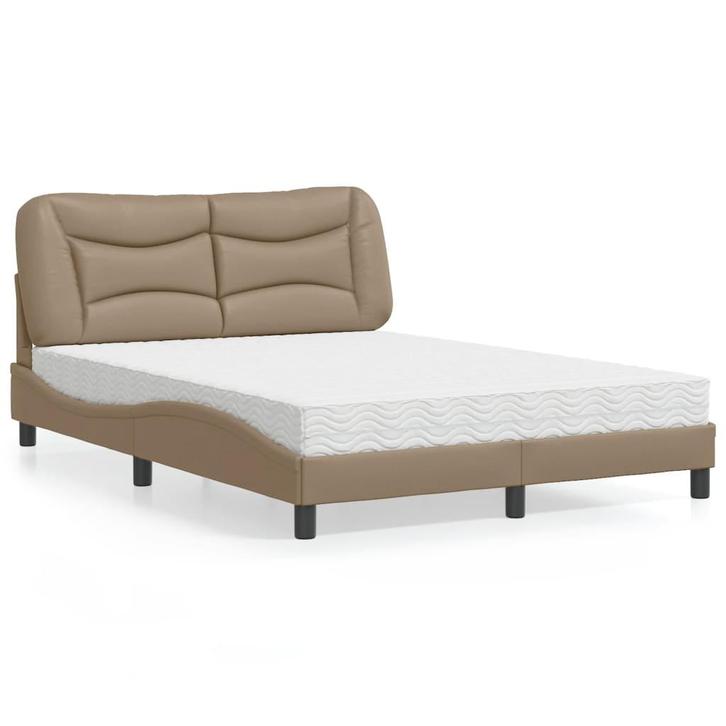 vidaXL Bed met matras Hvar kunstleer cappuccinokleurig, Huis en Inrichting, Slaapkamer | Bedden, Nieuw, Verzenden