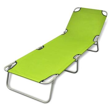 vidaXL Ligbed inklapbaar gepoedercoat staal appeltjesgroen, Tuin en Terras, Ligbedden, Verzenden, Nieuw