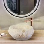 Waskom BWS Stone Rond 30-35x30-35x15 cm Natuurmarmer Creme, Bricolage & Construction, Overige typen, Ophalen of Verzenden